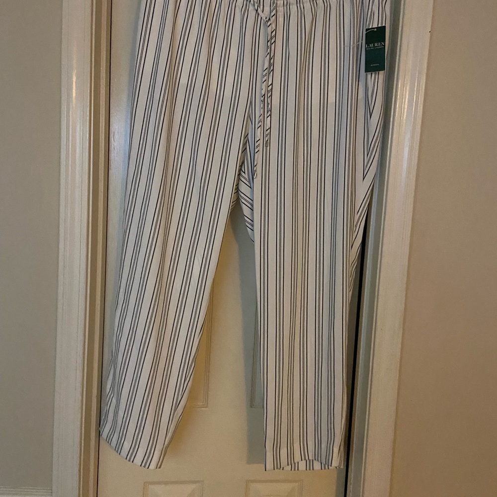 Ralph Lauren White and Black Striped Women's Pants. It has pockets.